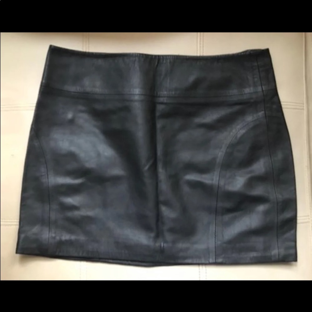 L.A.M.B. Black Leather Mini Skirt Size 8